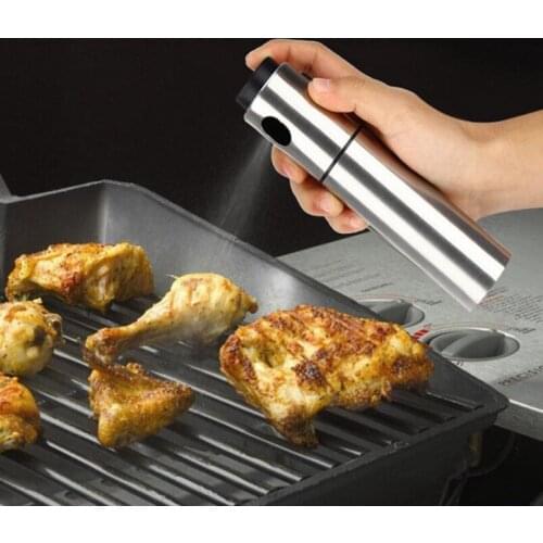 Silver Stainless Steel Oil Sprayer Olive Pump Spraying Oil Bottle Sprayer Can Jar Pot Tool LX6267