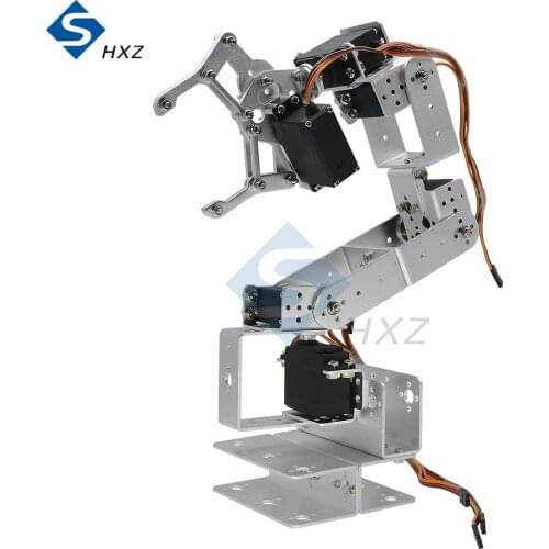 Silver ROT3U Six-Degree-of-Freedom Aluminum Manipulator Robot Mechanical Claw Pliers for Arduino Without Steering Gear