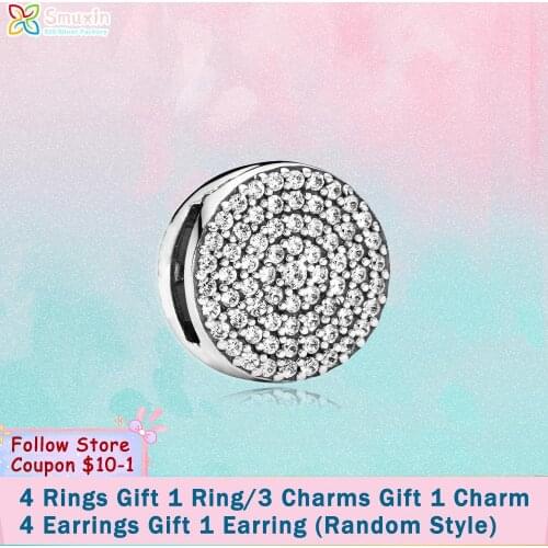 Smuxin 925 Sterling Silver Silver Dazzling Elegance Clip Charms fit Original Pandora Reflexion Bracelets Women Jewelry Girl Gift