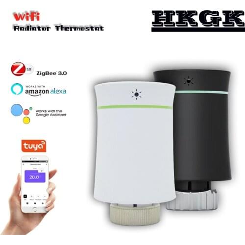 Zigbee 3.0 Radiator Thermostat with programmable ，Voice control temperature controller via Alexa