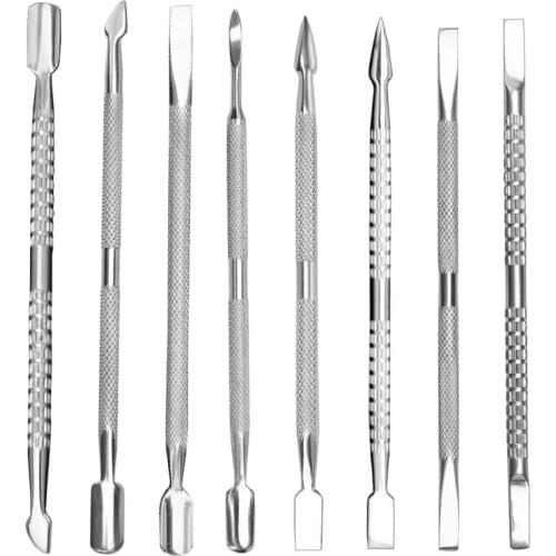 Stainless Steel Cuticle Pusher Remover Spoon Trimmer Metal Double Sided Finger Dead Skin Push Nail Art Manicure Pedicure Tool