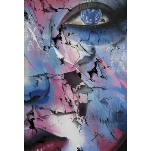 TR Graffiti Wall Photography Backgrounds 10X10ft Custom Studio Weathered Half Women Face Painting Graffiti Wall Photo Backdrops