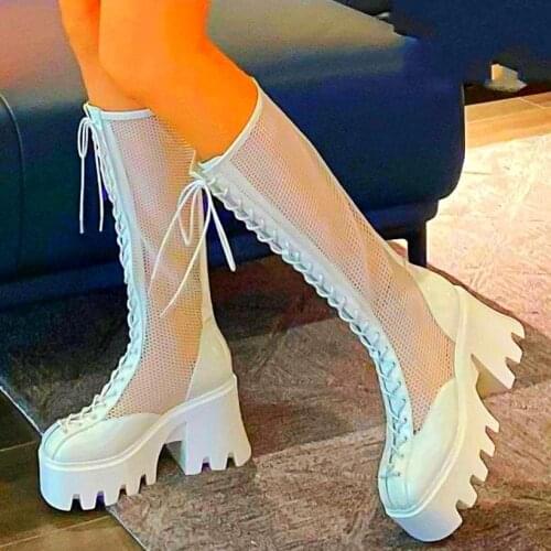 Party Pumps Women Summer Knee High Boots Sandals Round Toe Creepers Oxforods Lace Up Shoes 35 36 37 38 39