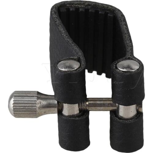 Yibuy Leather Ligature For Tenor Saxophone Mouthpiece Black