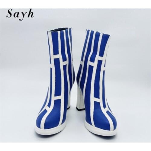 Women Cos High Heels Ankle Boots Girls Cosplay Cartoon Anime Game Bootie Pu Leather Gladiator Cos Shoes