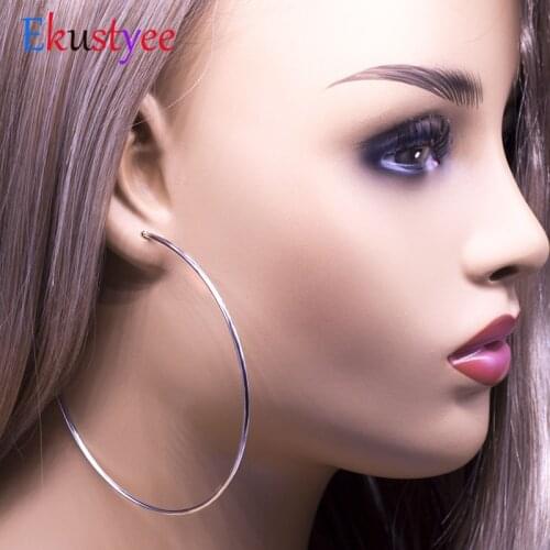 2019 Fashion Personality Super Big Circles Hoop Earrings For Women Gold Silver Color Jewelry Trendy Retro Big Circle Earrings