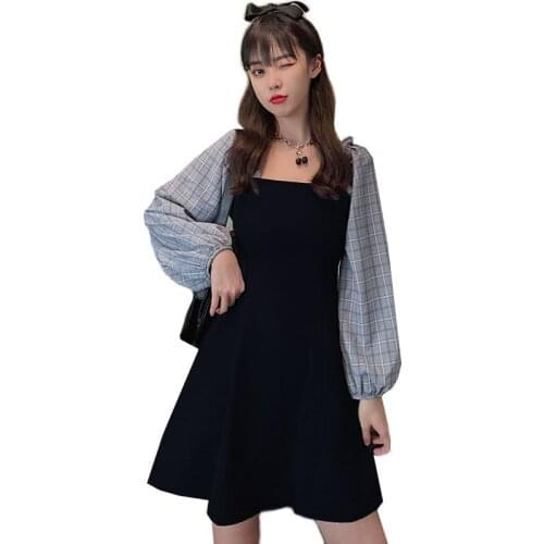 Womens Retro Dresses Fashion Summer Dress Skirt With Long Puff Sleeves French Dresses For Casual Beach Holiday Roupas Femininas