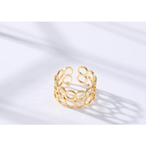 Circles Finger Rings For Women Party Jewelry Stainless Steel Gold Color Double Layered Rounds Adjustable Ring Bagues Pour Femme