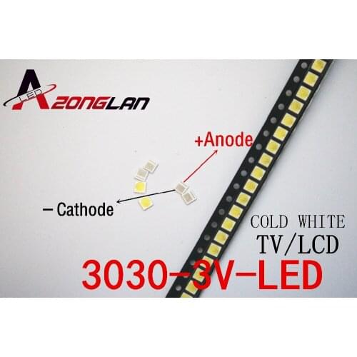 100PCS EVERLIGHT LED Backlight 1W 3030 3V Cool white 80-90LM TV Application 62-113TUN2C/S5000-00F/TR8-T