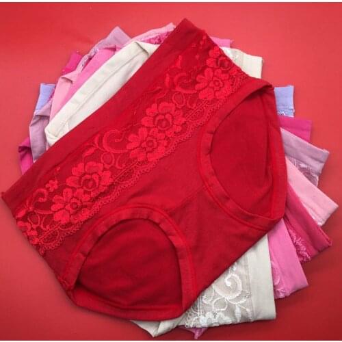 10psc/lot Fashionable Pure Cotton Breathable Hip Lifting Lady Underwear Rose Lace In-kind Shooting Soft Briefs Random Color