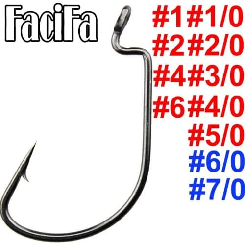 20pcs Wide Gap Worm Fishing Hooks Jig Crank Big Bass Hook Black High Carbon Steel Crank Barbed Hook for Soft Fishing Lure