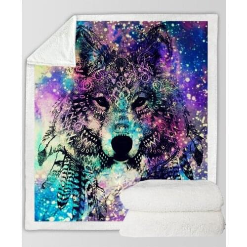 3D Cartoon Wolf Digital Printing Warm Blanket Adult Children Cotton Velvet Thick Blanket 130*150 Cm 150*200 Cm