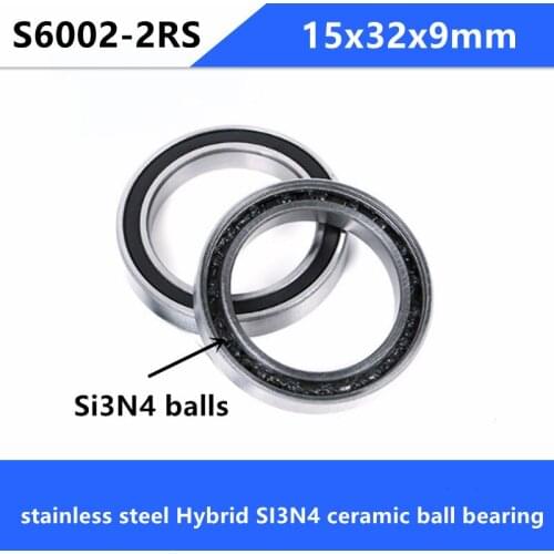 4pcs ABEC-5 S6002-2RS 440C stainless steel Hybrid SI3N4 ceramic ball bearings s6002 6002 2RS 15x32x9 mm