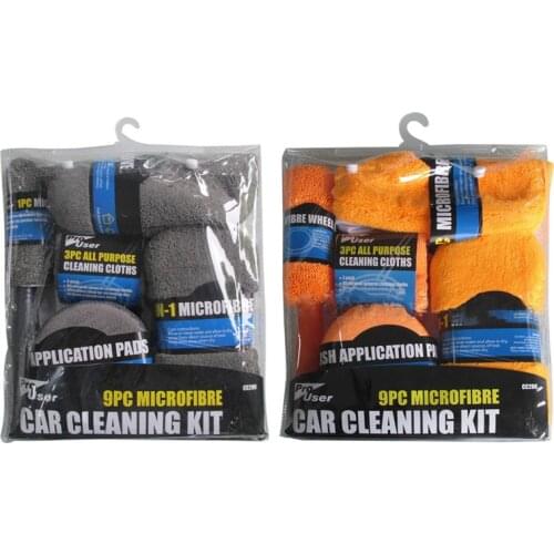 New Car 9-Piece Care Cleaning Tool Auto wash mitt Microfiber Towel Wash Gloves Wheel Brush Pad Wash Sponge Mitt Auto Car Wash