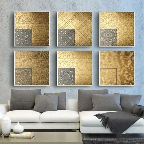 Abstract Gold and Black Geometry Nordic Canvas Painting Picture Home Decor Wall Poster Retro Print Living Room Luxury Picture