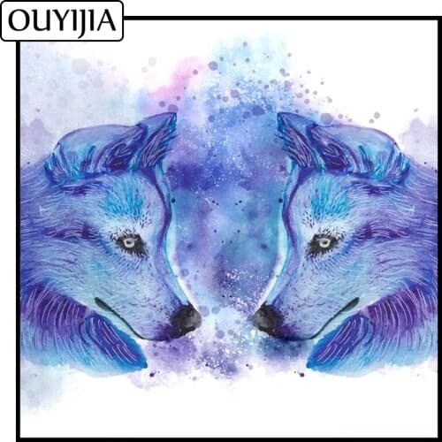 OUYIJIA 5D Diy Animal Diamond Painting Wolves Cross Stitch Needlework Diamond Mosaic Home Decoration Embroidery Wolf Head