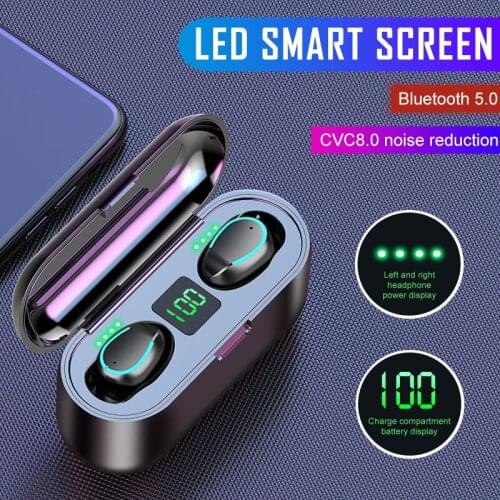 2020 New Upgrade Wireless Headphones LED Smart Display Bluetooth 5.0 Earphone TWS HiFi Mini In-ear Sports Gaming Headset HD Call