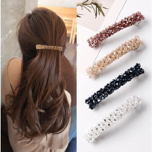 Shining Rhinestone Hairpins For Women Elegant Korean Design Snap Barrette Stick Hair Clips Hair Styling Accessories