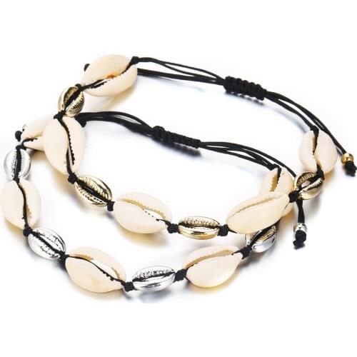 Handmade Bohemian Natural Shells Bracelets For Women Men Gold Silver Color Couple Charm Bracelet Friend Lover Jewelry Gifts