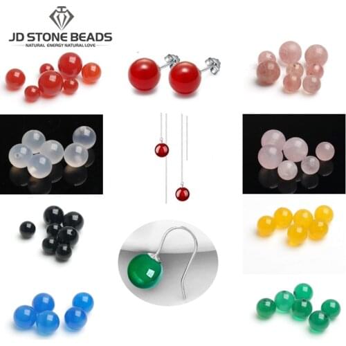 Natural Agate Beads Half Hole Color Dyed Agate Beads Earring Making White Turquoise Size 6/8/10MM Accessory For Jewelry Making