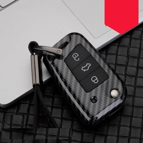Carbon fiber Alloy Car Key Case Cover for Volkswagen Polo Golf 7 Tiguan For Skoda Octavia Kodiaq Karoq For SEAT Ateca Leon Ibiza