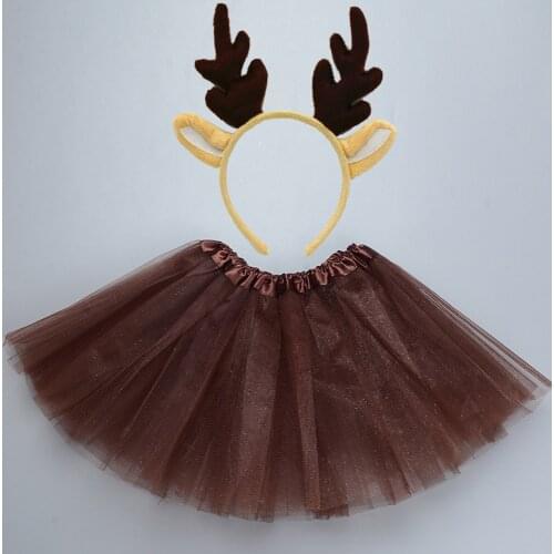 Kids Party Christmas Deer Antler Elk Cosplay Animal Horn Ear Headband Hairband Skirt Stage Dance Costume Clothes Carnival