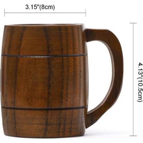 Eco Friendly Handcraft DIY Wooden Milk Coffee Mug Jujube Wood Tea Cup Beer Tumbler Mug w/ Handle Water Cup Good for Health