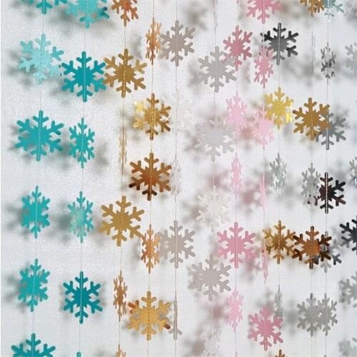 4M Snowflake Paper Garland Banner Hanging Bunting Flag String Christmas Decoration For Home Decor Winter Birthday Party Supplies