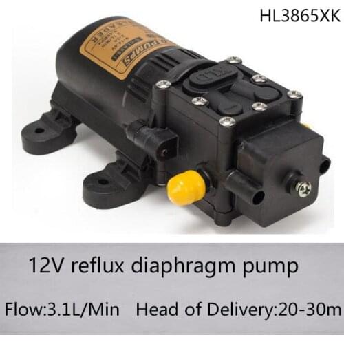 HL3865XK 12V electric reflux diaphragm pump with 3.1l/min flow and 20-30m head of delivery