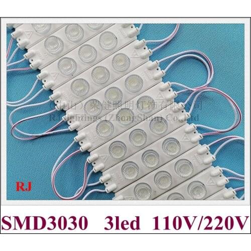 AC110V / AC220V injection LED module light 96mm*22mm SMD 3030 3 LED 3W IP65 with lens beam angle vertically 15 horizontally 45