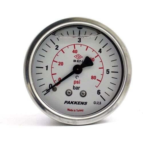 Pakkens Diameter 100mm Glycerin Type Pressure Gauge, Manometer, Back Connection Pressure Gauge 1/2 '' Manometer Double Scale