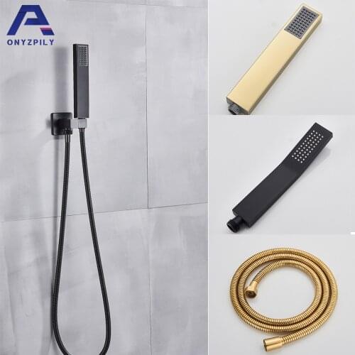 Matte Black Bathroom Shower Faucet Head With 1.5M Soft Hose & Stainless Base Concealed Chrome ABS Handle Shower Replacement Head