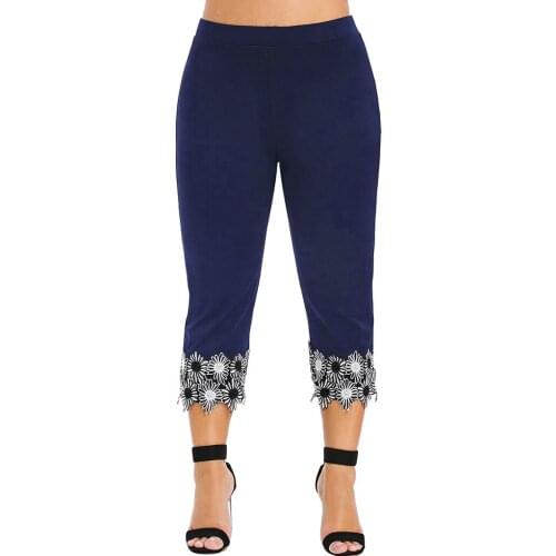 Fashion Women Casual Elastic Leggings Waist Plus Size Leggings High Waisted Elastic Applique Leggings Pant Ropa Mujer #G3