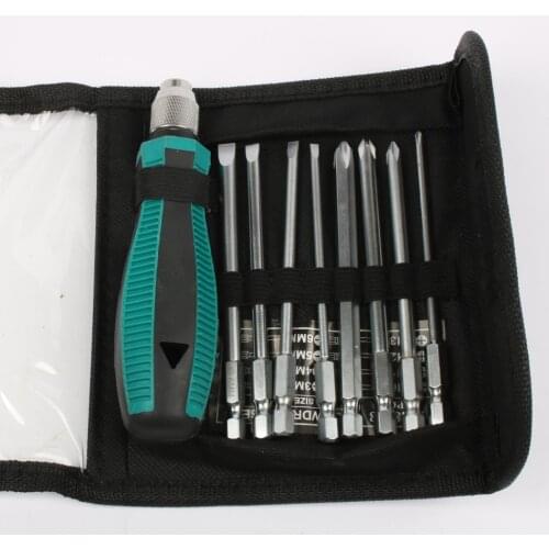 9pcs/set Precision Screwdriver Bit Set NO.8108 9 IN 1 Screwdrivers Kit Bag 8 Insert Bits+1pcs Rubber Handle Hand Tool Set