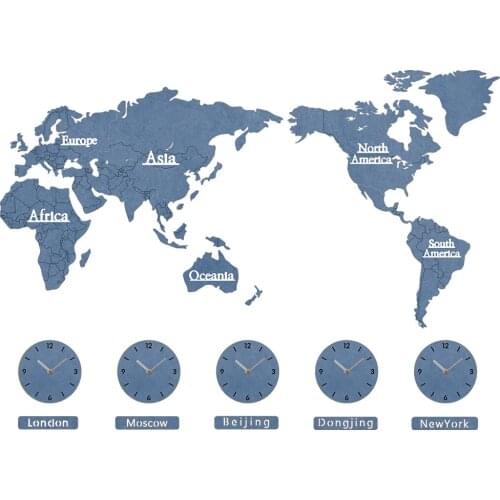 World Map Wall Clocks Modern European Style Round Wooden Large Wood Watch Wall Clock Mute relogio de parede