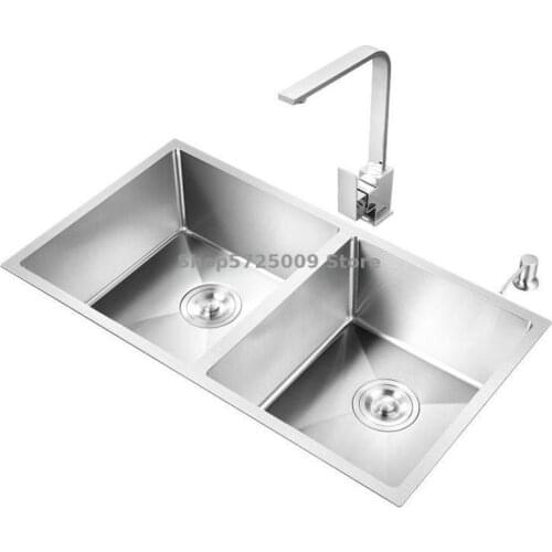 German Undercounter Sink Kitchen Stainless Steel Sink Double Sink Sink Household 304 Handmade Sink Vegetable Sink