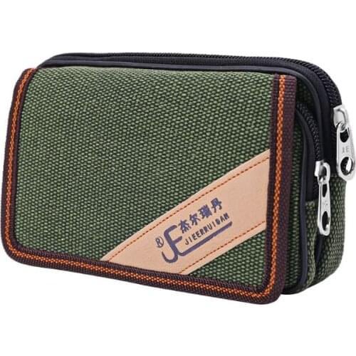 NoEnName_Null Unisex Casual Smart Phone Case Zipper Waist Belt Bag Cover Card Pocket Bags High Quality Canvas Phone Pack