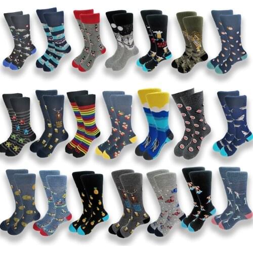 New Mens sock Animal Cola Fruit Beer Hip hop Cool Socks for Men Winter Thick Long Skate Funny Socks Colorful