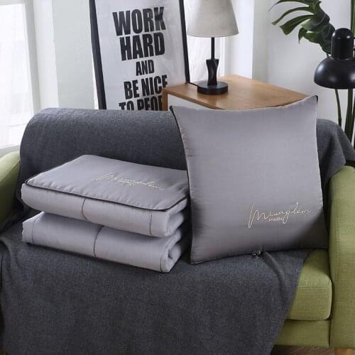 Spring summer pure color Zhen silk embroidered pillow quilt dual-purpose car gift cushion quilt blankets for beds cushion cover