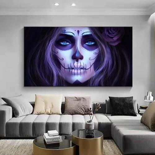 Day Of The Dead Posters and Prints Wall Art Canvas Painting Girls (Living Room Art) Decorative Pictures for Living Room Decor
