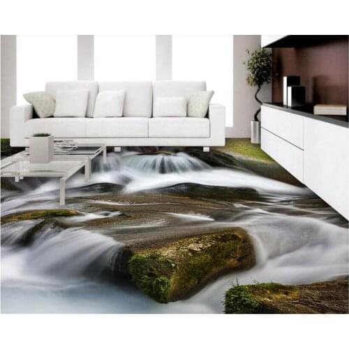 Beibehang Custom stream waterfall scenery living room bathroom 3D floor personality stylish decoration papel de parede wallpaper