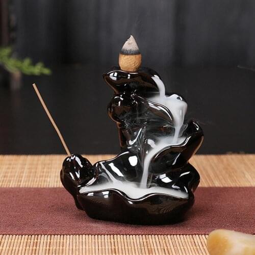 Mini portable Buddhist incense holder holder incense burner ceramic waterfall reflow design diffuser aroma stove home decoration