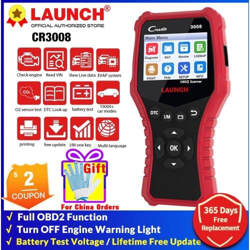 LAUNCH X431 CR3008 OBDII Automotive Scanner OBD2 Code Reader Diagnostic Tool Check Engine Battery Voltage Free Update pk KW850