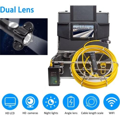 42mm Dual Lens Industrial Endoscope Pipe Sewer Drain Inspection Camera System With 20m Cable