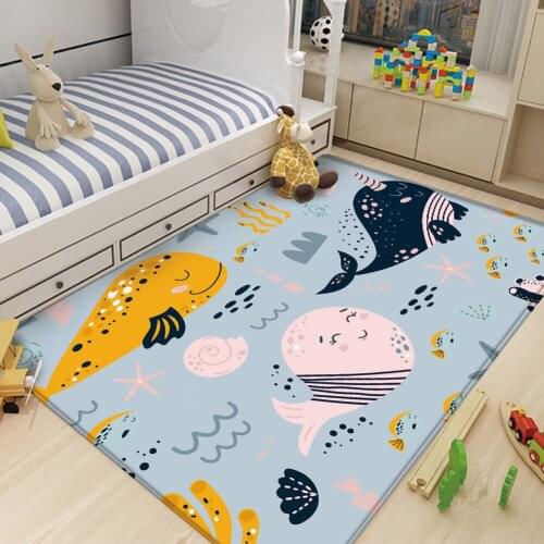 Childrens Room Anti-Slip Carpet&Rug tapis Alfombra Cute Art Soft Cartoon Colorful Fun Dolphin Childrens Pattern Flannel Carpet