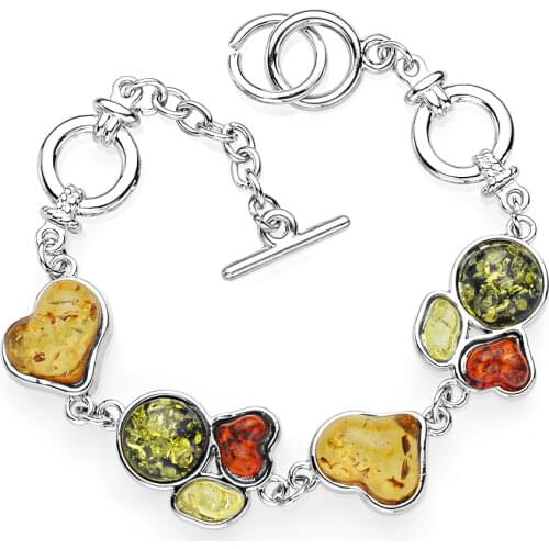 Fashion Hot Sale Love shape Baltic Stylish Simulated Synthetic Honey Chic Link Bracelets & Bangles Women Colorful Gift DL83501