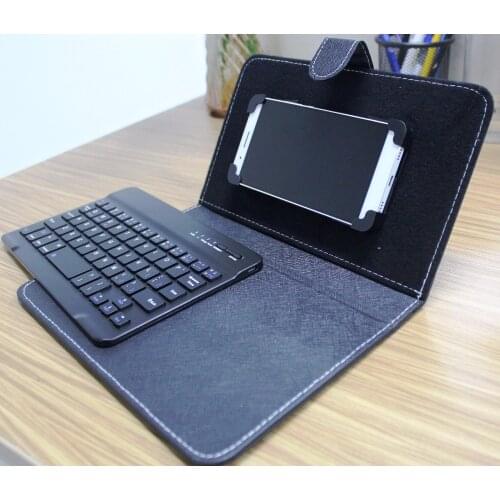Multi color leather case phone holder bluetooth 3.0 keyboard for Android Windows IOS Samsung Huawei Xiaomi Sony HTC 4.5" 6.8"