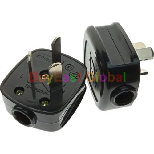 CHINA Standard 3-Pin DIY Rewireable Power Plug AC100~250V 10A Black Color