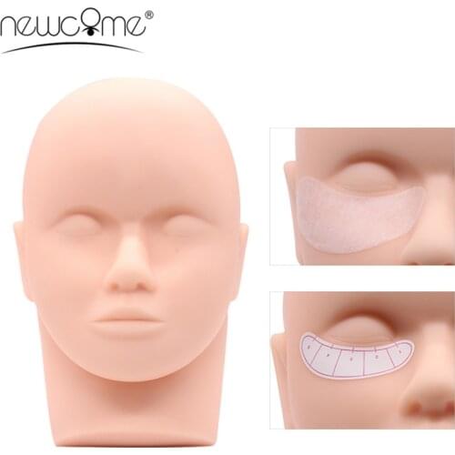 1PC Silicone Practice Head Training Mannequin Flat Head Practice Faux Eyelash Extensions Professional Makeup Practice Tool