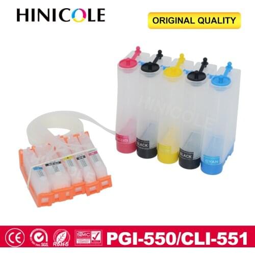 Hinicole Continuous Ink System For Canon PGI 550 CLI 551 PIXMA MG5450 MG5550 MG5650 MG6350 MG6450 MG6650 MG7150 MG7550 Printer